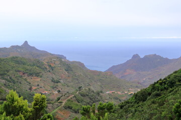 Naklejka premium Tropical Mountains in Anaga Rural Park, Tenerife, Canary Islands