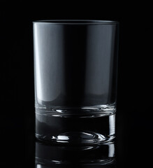 Glass of water or whiskey and wine. Empty glass for alcoholic beverages on black background.