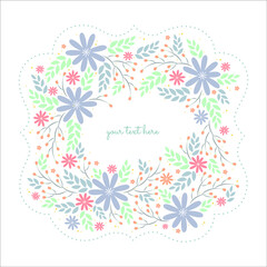 Fototapeta na wymiar floral frames and graphic elements with Frame with Cute Doodle Snowflakes.