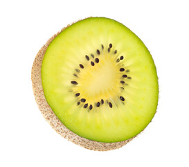 Fresh kiwifruit slice isolated on the white background