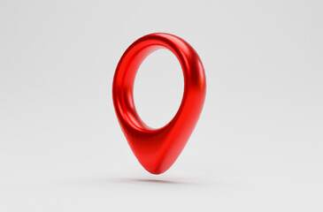 Isolate of red Location pin on white background for web location point and pointer by 3d render.