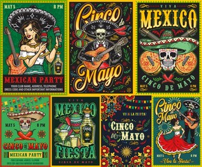 Mexican national holiday posters set