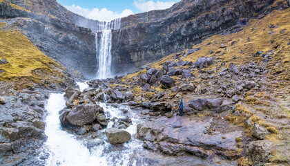 Fossá Waterfall is the tallest waterfall in the Faroe Islands. The waterfall drops in two levels and is  located on Streymoy island.