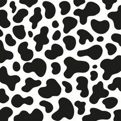 Black polka dot background of milk cow leather.