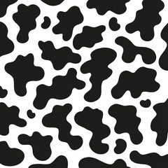 Black polka dot background of milk cow leather.