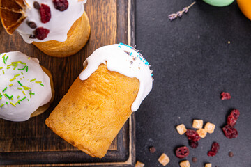 Easter cake and easter eggs sweet dessert holiday easter treat meal food snack on the table copy space food background