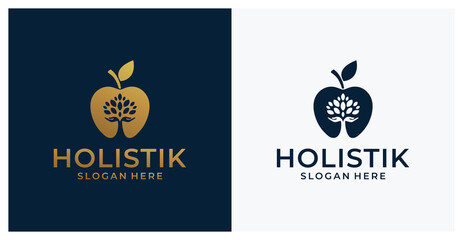 Charity tree logo with apple gradient and gold