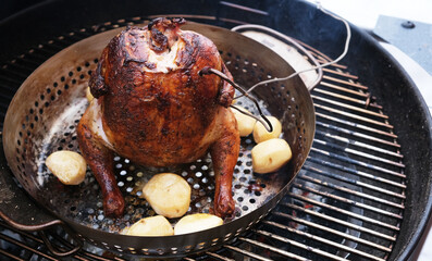 grilled chicken and baked potatoes
