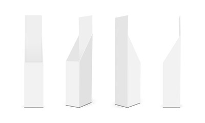 Floor Cardboard Display Stand With Various Views, Isolated on White Background. Vector Illustration