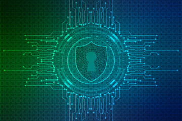 Protect and Security concept. Digital Shield on abstract technology background, Cyber security and information or network protection. Future technology web services for business and internet project