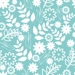 seamless floral pattern of silhouettes in white on a colored background