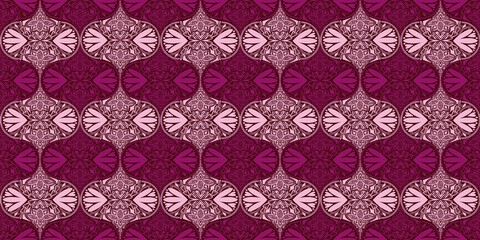 Pink seamless geometric damask pattern
