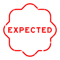 Grunge red expected word rubber seal stamp on white background