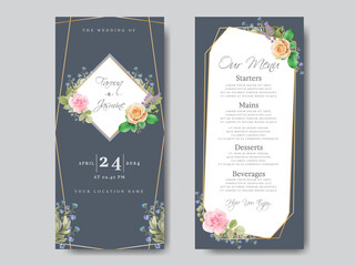 Orange roses wedding invitation card