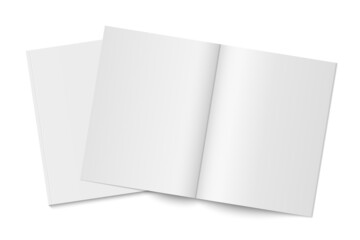 Vector mockup of two white paperback magazines with transparent shadow