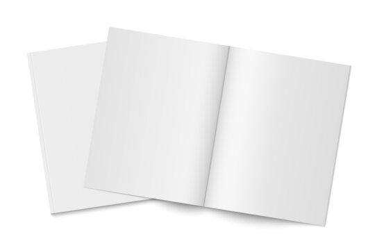 Vector mockup of two white paperback magazines with transparent shadow