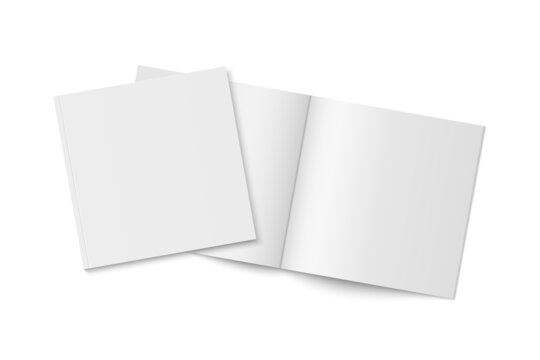 Vector mockup of two white paperback magazines with transparent shadow.