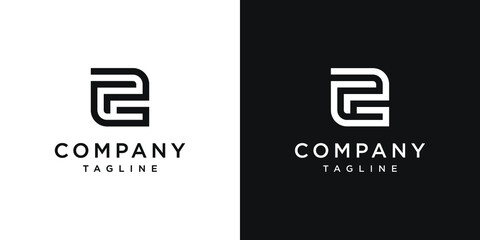 Creative letter pg monogram logo design icon template white and black background