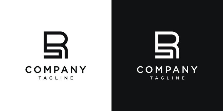 Creative letter rs monogram logo design icon template white and black background