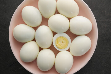 close up of bowel egg in a bowl on table 