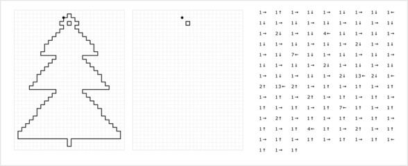 Christmas Tree Graphic Dictation Drawing M_2203001