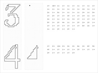 Number Three Four Graphic Dictation Drawing M_2203001