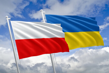 Flaga Polska i Ukraina partnerstwo - obrazy, fototapety, plakaty