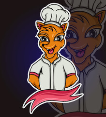 Animal chef mascot logo character