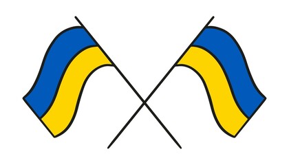 Flat Icons of Ukraine flag. Blue and yellow Ukrainian flags. Vector illustration isolated on white background.