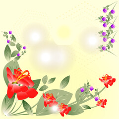 background with flowers and butterflies