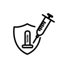 Shield icon with syringe. suitable for vaccine symbol. line icon style. simple design editable. Design template vector