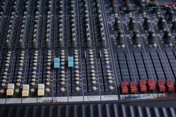 old rusty analog audio mixer