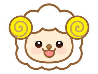 かわいいヒツジの顔アイコン素材＿ベクター