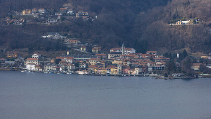 Fototapeta na wymiar the coastal town of Pella on Lake Orta