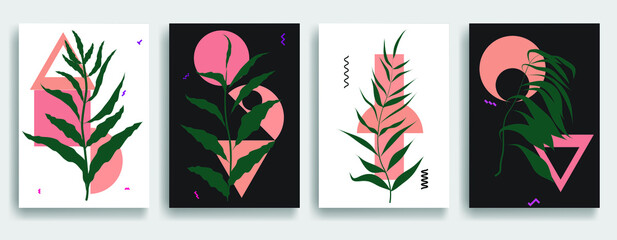 Modern poster with minimalist design elements in Boho style . Wall art , home deco . Vector abstract shape.