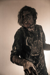 Obraz premium Zombies, Apocalypse, burnt people, boy, man