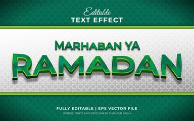 3d editable text effect of marhaban ya ramadan with dark green theme