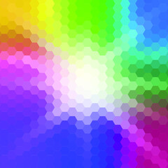 Abstract of colored powder explosion on a white background. Multicolor powder isolate. Colorful cloud. Multi-colored dust explodes. Hexagons background