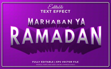 Marhaban ya ramadan 3d editable text effect with long shadow effect