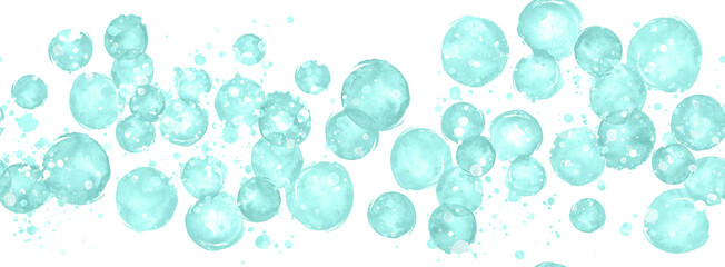 Watercolor light blue bubbles isolated on white background.Watercolor seamless background. Colorful confetti, cracker, balls, soap bubbles.abstract background. round abstract spot. Watercolor splash