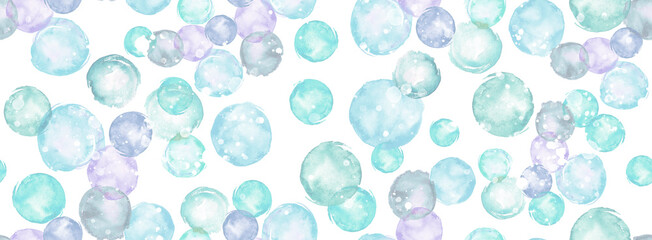 Watercolor light blue bubbles isolated on white background.Watercolor seamless background. Colorful confetti, cracker, balls, soap bubbles.abstract background. round abstract spot. Watercolor splash