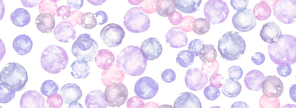 Watercolor light blue bubbles isolated on white background.Watercolor seamless background. Colorful confetti, cracker, balls, soap bubbles.abstract background. round abstract spot. Watercolor splash