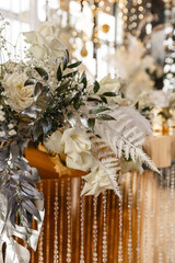 luxury decor composition holiday flowers feather crystal