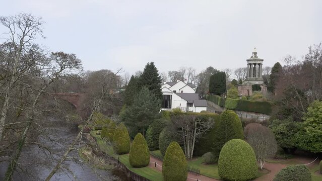 Alloway, Scotland; 22nd March 2022: The Burns Monument. A temple style building in memory of Robert Burns, the most famous Scottish Poet, probably best remembered for 'Auld Lang Syne'.