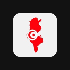 Tunisia map silhouette with flag on white background