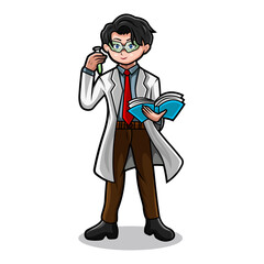 Professor mascot holding the flask 