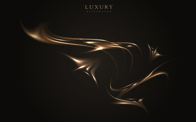 Vector illustration of golden dynamic flame isolated on black background. Luxury elegant design. 
