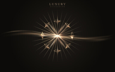 Royal pattern, round gold element. Luxury premium design on black background.