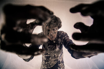 Zombies, Apocalypse, burnt people,    boy, man