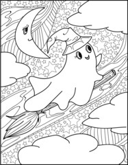 Halloween coloring pages, outline drawing, Halloween outline drawing